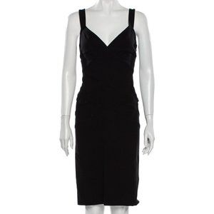 DVF Sheath Dress Black v-neck sz 6
